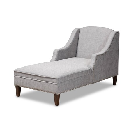 Baxton Studio Leonie Grey Upholstered Wenge Brown Finished Chaise Lounge 157-9704